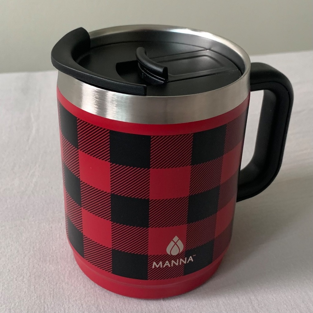 FREE WITH PURCHASE Manna Boulder Red And Black Plaid 14oz Steel Metal Mug (GUC)